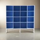 バイカラーシェルフ アンティーク家具 木製 かわいい 棚 シャビー ホワイト ブルー 高さ163