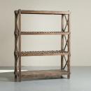 デザインシェルフX アンティーク家具 おしゃれ 木製 3段 棚 オープンラック ブラウン 高さ160