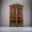 デザインキャビネット アンティーク家具 棚 ガラス 木製 3段 本棚 チーク おしゃれ 高さ217