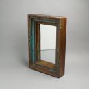 3レイヤーミラー グリーン アンティーク調 おしゃれ 木製 シャビー 鏡 ヴィンテージ 高さ46