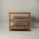 シェルフ アンティーク家具 おしゃれ 木製 縦縞 3段 棚 ラック 赤茶 ナチュラル 高さ85