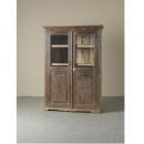 キャビネット アンティーク家具 おしゃれ 木製 シェルフ 4段 ガラス ナチュラル 高さ159