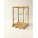 ガラスキャビネット アンティーク家具 シャビー 木製 シェルフ 3段 棚 ブラウン 高さ65