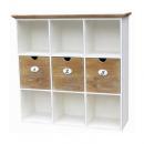 真っ白なフレンチ家具  9マスシェルフ ナチュラル 木製 シャビー アンティーク調 お洒落 ラック