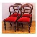 ダイニングチェア 4脚セット アンティーク家具 おしゃれ 木製 レッド 高級感 高さ86.5