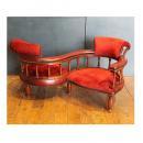 コートシップチェア アンティーク家具 おしゃれ 木製 レザー レッド 高級感 高さ32