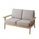 シンプル木肘ソファ　2人掛け