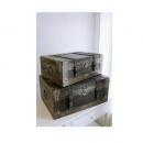 ウッデン トランクボックス2点セット アンティーク調 トラベル ディスプレイ ケース 収納 おしゃれ