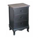 シャビーシックチェスト3ドロワー (黒 ブラック)アンティーク調 レトロ お洒落 飾り棚 木製 棚