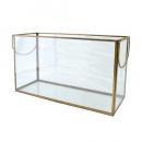 ブラスガラスケースL ガラス雑貨 植物 ディスプレイ おしゃれ 小物入れ テラリウム 持ち手