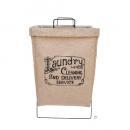 ジュートランドリーバスケットB かご アイアン 麻 持ち手 ナチュラル 収納 洗濯かご 折りたたみ