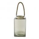 SPICE enrich ロープハンドルスクエアガラスベース スモーク おしゃれ 花瓶 高さ31