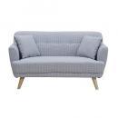 ファブリックソファ カジュアル 2人掛け ブルー リビング ローソファ ウッド 椅子 幅126