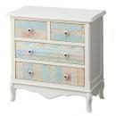 ワイドチェスト4D ウッド ホワイト 花柄 かわいい 木製 インテリア家具 ラック 棚 高さ71