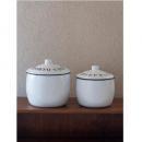 キャニスター2個セット O/L ホーロー キッチン用品 食材保存 白 ホワイト アンティーク調