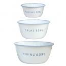 ボウル3個セット ホーロー キッチン用品 食材洗い アンティーク調 ホワイト 白 おしゃれ かわいい