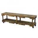 SPICE ブラウンウッド キャスター付 ローボード 2段 ナチュラル 木製 ブラウン 幅173