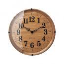 電波掛け時計 アンティークウッド モダン おしゃれ ブラック ガラス ナチュラル 直径30