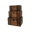 古代海図トレジャーケース 3個セットアンティーク調 収納ケース おしゃれ ブラウン 幅52~66