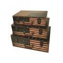 星条旗スーツケース 3個セットアンティーク調 収納ケース おしゃれ レッド 幅43~55