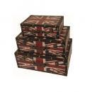 ユニオンジャックスーツケース 3個セットアンティーク調 収納ケース おしゃれ レッド 幅30~45