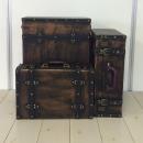 レザー調スーツケース 3個セットアンティーク調 収納ケース おしゃれ ブラウン 幅42~55