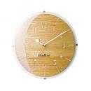 電波掛け時計 アンティークウッド モダン おしゃれ ホワイト ガラス ナチュラル 直径30