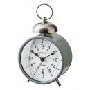 置き時計 デスク テーブル 卓上 スチール ガラス プラスチック グレー目覚まし時計 高さ15.5