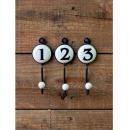 ナンバーフック3個セット アンティーク調 アイアン おしゃれ 陶器 壁掛け フック 帽子 ストール掛