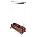 アイアン&ウッドハンガーラック ブラウン 木製 アイアン アンティーク調 ハンドメイド 高さ171