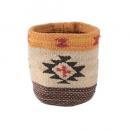 プランターカバーS イエロー 2個セット コットン 手織り おしゃれ NATIVE柄 直径10