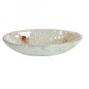 クラッシュモザイクオーバルプレート ホワイト 2個セット ガラス エレガント おしゃれ 上品 幅16