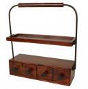 引出し付スパイスラック 木製 シーシャムウッド アイアン アンティーク調 ハンドメイド 幅33