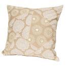 フラワービーズ刺繍クッションカバー ホワイト エレガント おしゃれ ファブリック 幅45