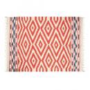 コットンラグマットL レッド エスニック柄 ファブリック カーペット おしゃれ 長さ120