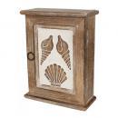 ウォールキーキャビネットシェル 棚 貝 マンゴーウッド 木製 おしゃれ アンティーク調 高さ25