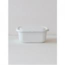 スクエアコンテナS ホワイト キッチン用品 ホウロウ シンプル 容量800ml