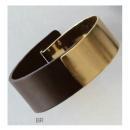 レザーブレスレット コネクション ブラウン ゴールド バングル おしゃれ アクセサリー 長さ19