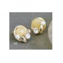 ピアス ボールデコレ ストーン BE ベージュ キュービックジルコニア 綺麗 上品 直径2