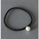 ヘアーゴム ラウンド シャイン パール ブラック シンプル おしゃれ ヘアアクセサリー 直径0.8