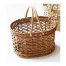 RATTAN2ハンドル バスケット シェブロン NT ブラウン かご かわいい 幅40