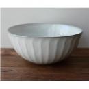 CERAMIC デインティ ライン ボウル (L) ホワイト 陶器 シンプル 直径18