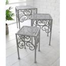 パウダーレース・ロースタンド3点セット シャビー プランタースタンド ホワイト スチール 高さ38