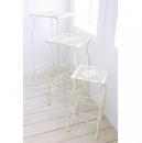 ブラン・フラワースタンド3点セット シャビー プランター ホワイト スチール 高さ70