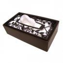 アイアンリーフ&ウッドティッシュボックス 木製 アンティーク調 シーシャムウッド 無垢材 幅28