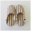 ルームシューズ アウトライン ストライプ ベージュ 2個セット レーヨン レディースフリーサイズ