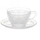 GLASS CUP & SAUCER ''FIORE'' CLEAR ガラス カップ 直径16