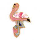 刺繍ブローチ 鳥 フラミンゴ ファッション アクセサリー 飾り 高さ6.5 通販