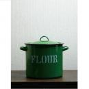 フラワー缶20cm O/L グリーン ホーロー キッチン用品 食材保存 おしゃれ アンティーク調 緑