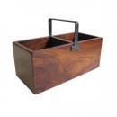 ハンドル付ウッドボックス 木製 アンティーク調 シーシャムウッド 無垢材 ツールボックス 幅24